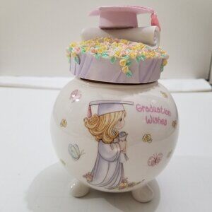 Precious Moments Girl with Diploma Wishing Jar "Graduation Wishes".
